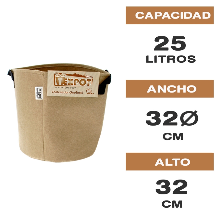 MACETA DE TELA TEX POT URBAN 25L. Características.