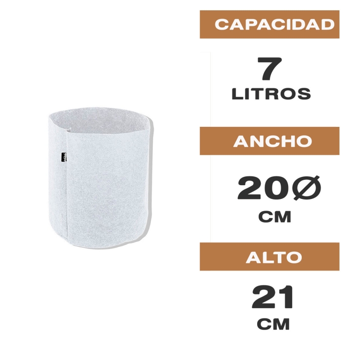 MACETA DE TELA TEX POT AGRO BLANCA 7L Características.