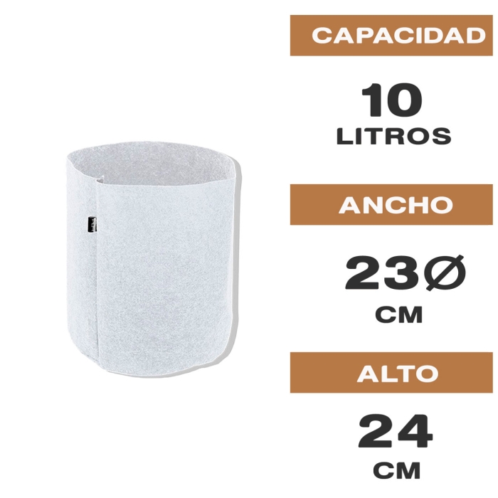 MACETA DE TELA TEX POT AGRO BLANCA 10L Características.
