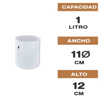 MACETA DE TELA TEX POT AGRO BLANCA 1L Características.