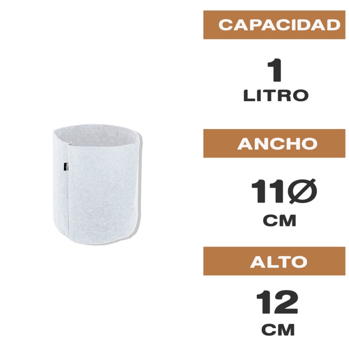 MACETA DE TELA TEX POT AGRO BLANCA 1L Características.