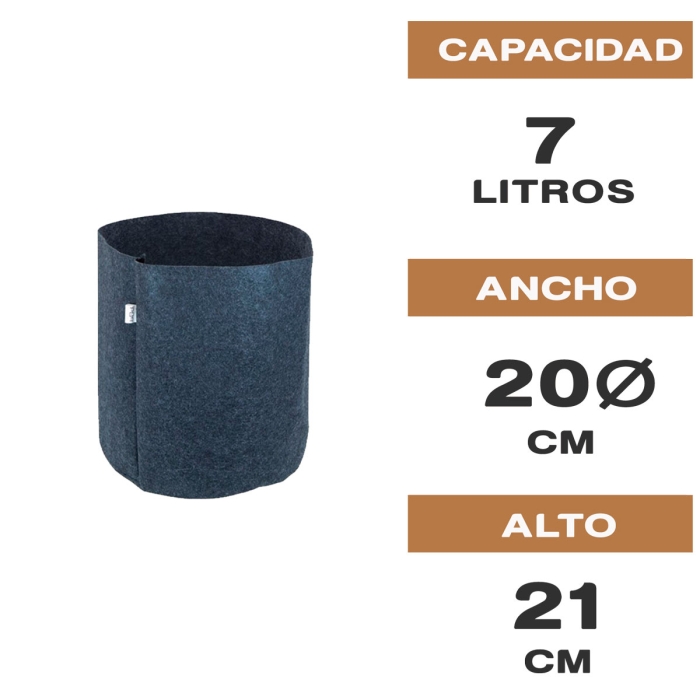 MACETA DE TELA TEX POT AGRO NEGRA 7L Características.