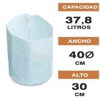 MACETA DE TELA REDONDA BLANCA ROOT TEX 37,8L