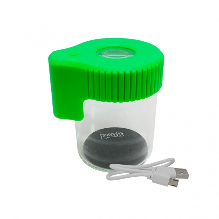 BOTE VIDRIO CON LUPA Y LED VERDE cable cargador