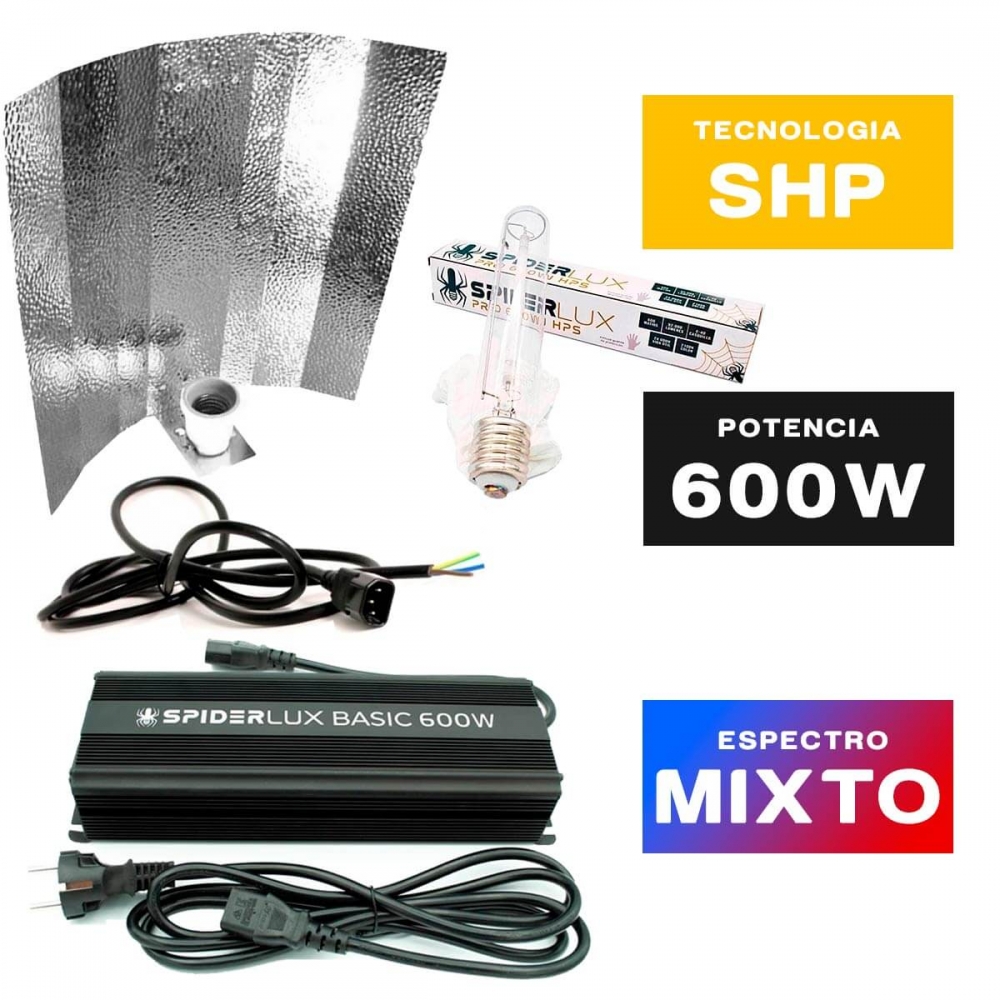Kit iluminación 600w electrónico Spiderlux con reflector estuco