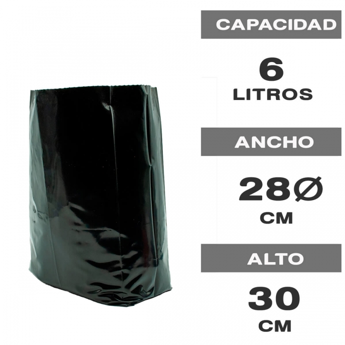 Bolsas de cultivo negras de plástico 6L