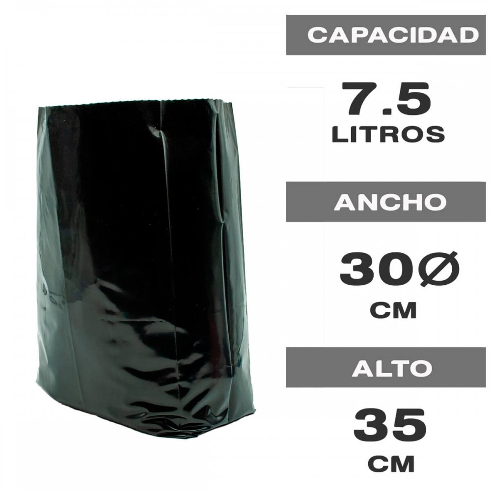 Bolsas de cultivo negras de plástico 7,5L