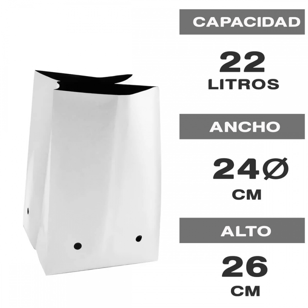 MACETA BOLSA BLANCA 22L