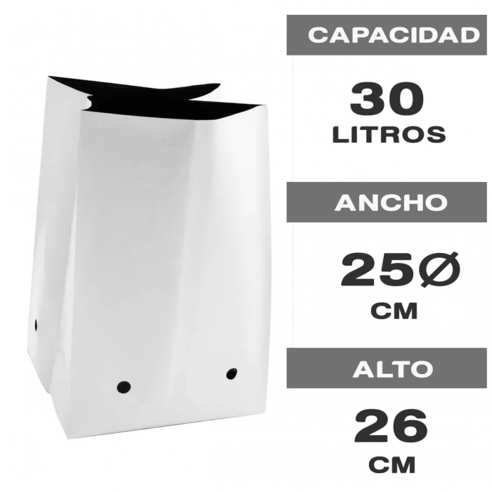 MACETA BOLSA BLANCA 30L