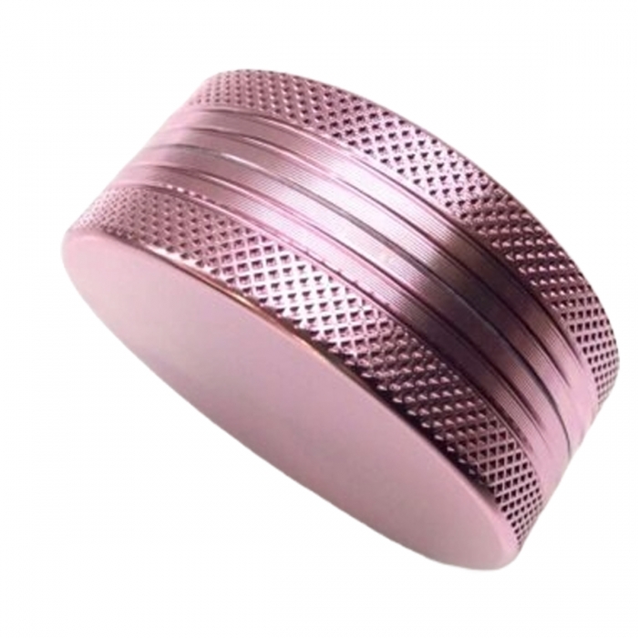 Grinder Alu Bitch Bong rosa cerrado y visto de perfil