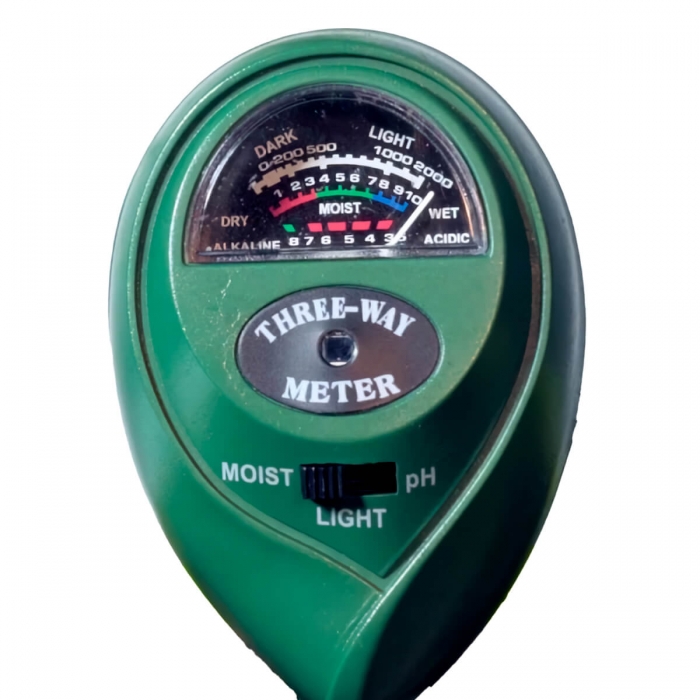 MEDIDOR RAPIDTEST 3 EN 1 PH HUMEDAD Y LUZ vista de cerca