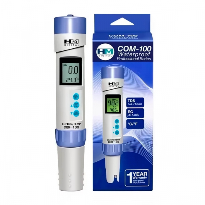 HM MEDIDOR DE EC COM-100 Electro conductividad caja.