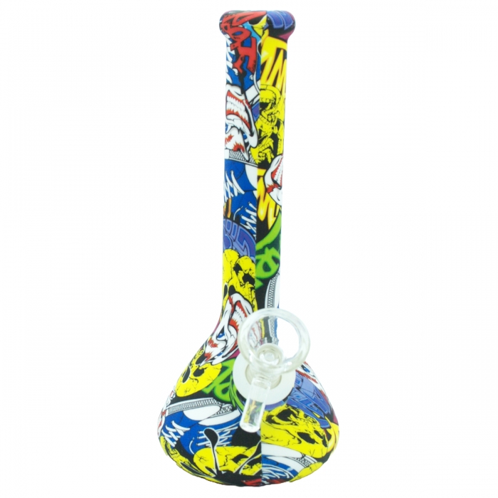 Bong Silicona dibujos de frente con cazoleta