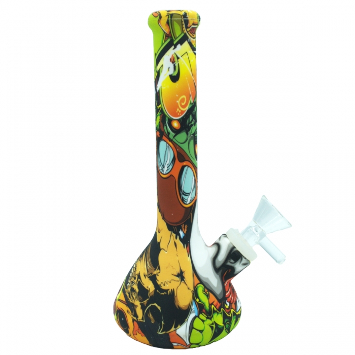 Bong Silicona dibujos de perfil con cazoleta Modelo 3