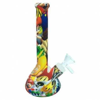 Bong Silicona dibujos de perfil con cazoleta Modelo 4