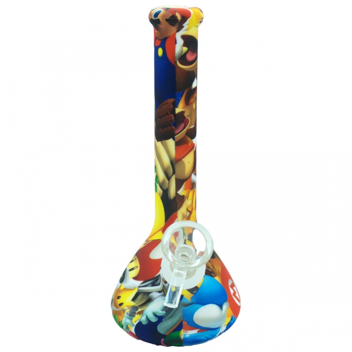 Bong Silicona dibujos de frente con cazoleta Modelo 4
