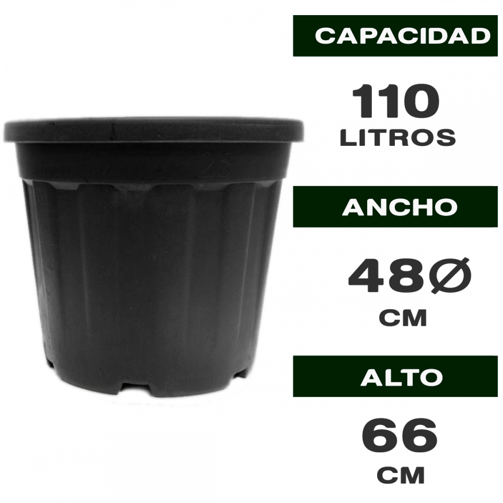 MACETA REDONDA 110L negra de plástico