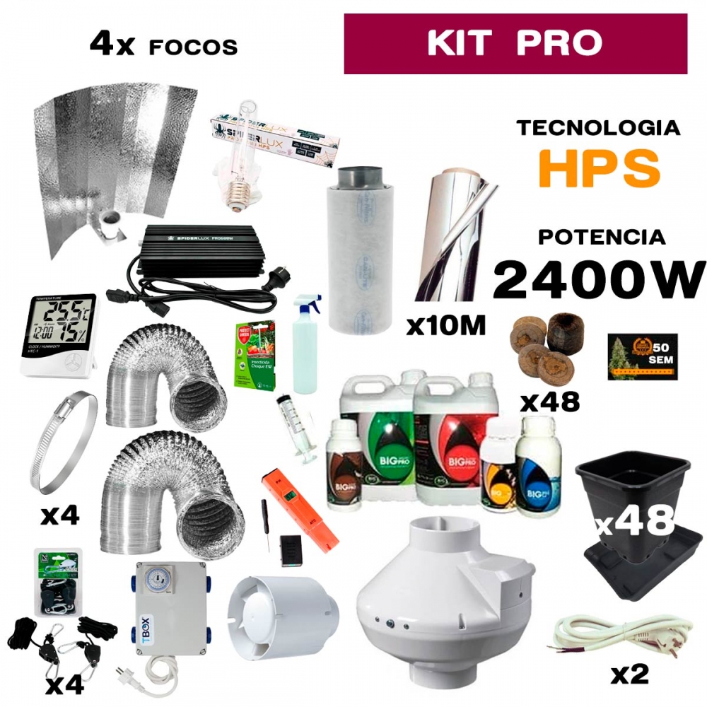 KIT CULTIVO INTERIOR 4X600W HPS PROFESIONAL