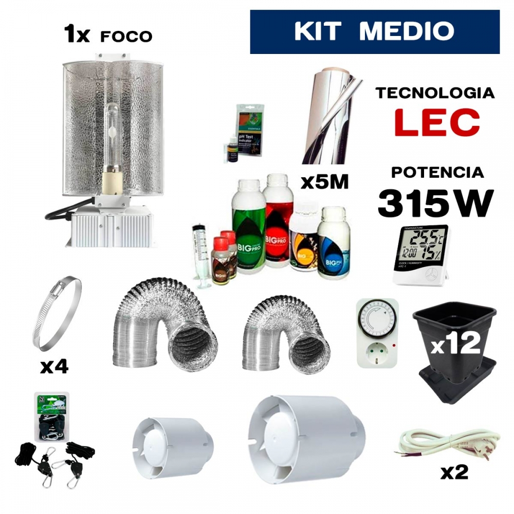 Kit de cultivo interior LEC de 315 W medio.