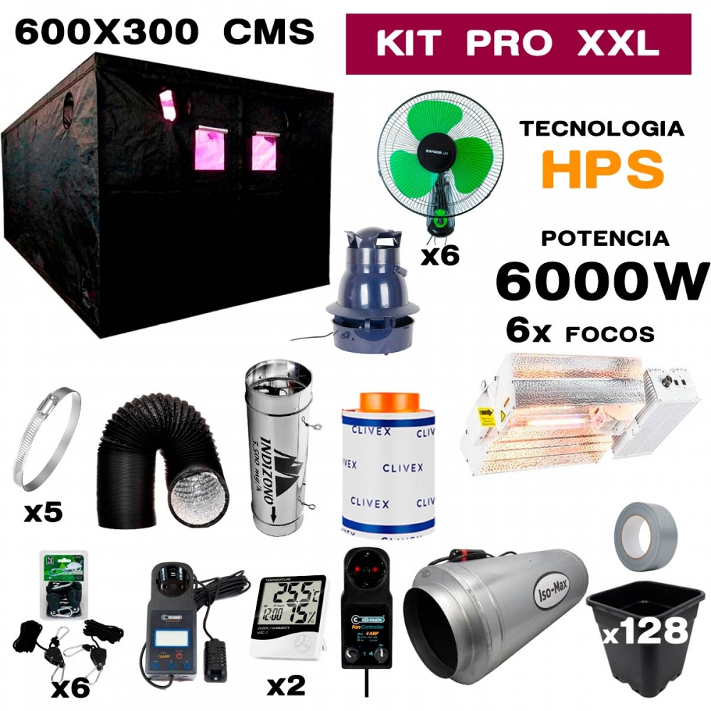 KIT ARMARIO SPIDERLUX 300X600X240 6000w para cultivo profesional xxl