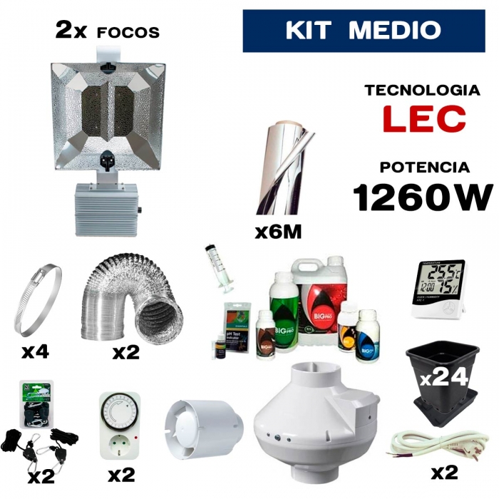 Kit de cultivo interior 2x630 LEC Medio.