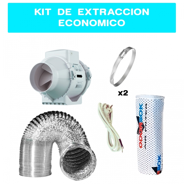 KIT EXTRACCION DE OLORES ECONÓMICO CON EXTRACTOR Y FILTRO ANTIOLOR