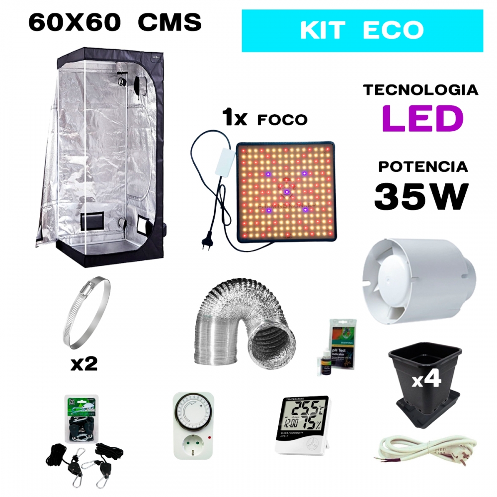 KIT ARMARIO CULTIBOX 60X60 ECONOMICO led 35w para cultivo