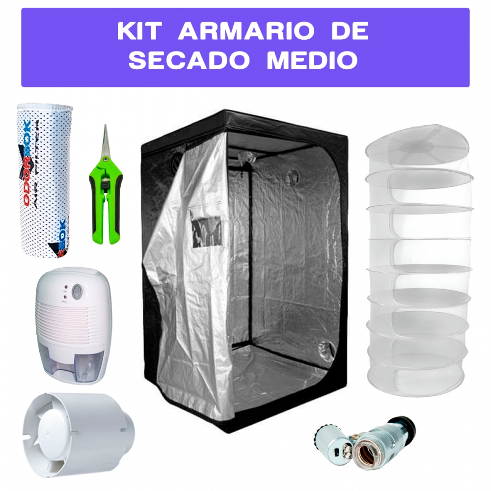 KIT ARMARIO DE SECADO MEDIO COMPLETO CULTIBOX LIGHT 100X100X200