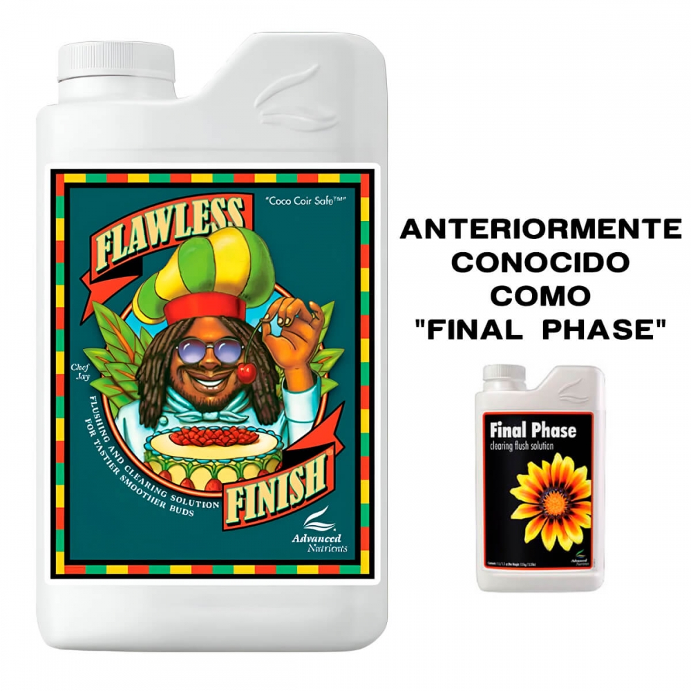 Flawless Finish de Advanced Nutrients - Limpiador de nutrientes para marihuana. Conocido como final phase.