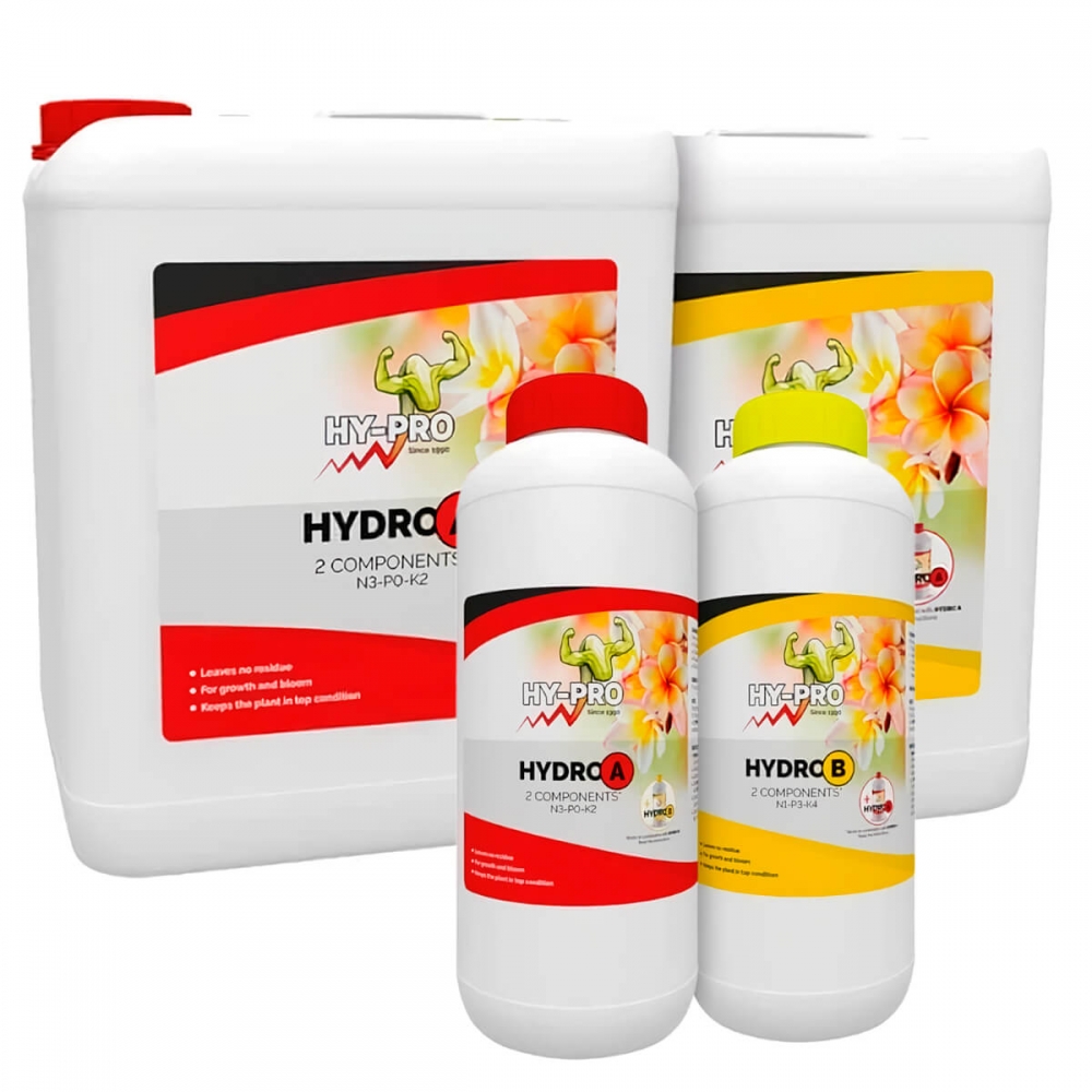 HYDRO A+B (Hy-Pro) Fertilizante para hidropónico completo. Diferentes formatos.