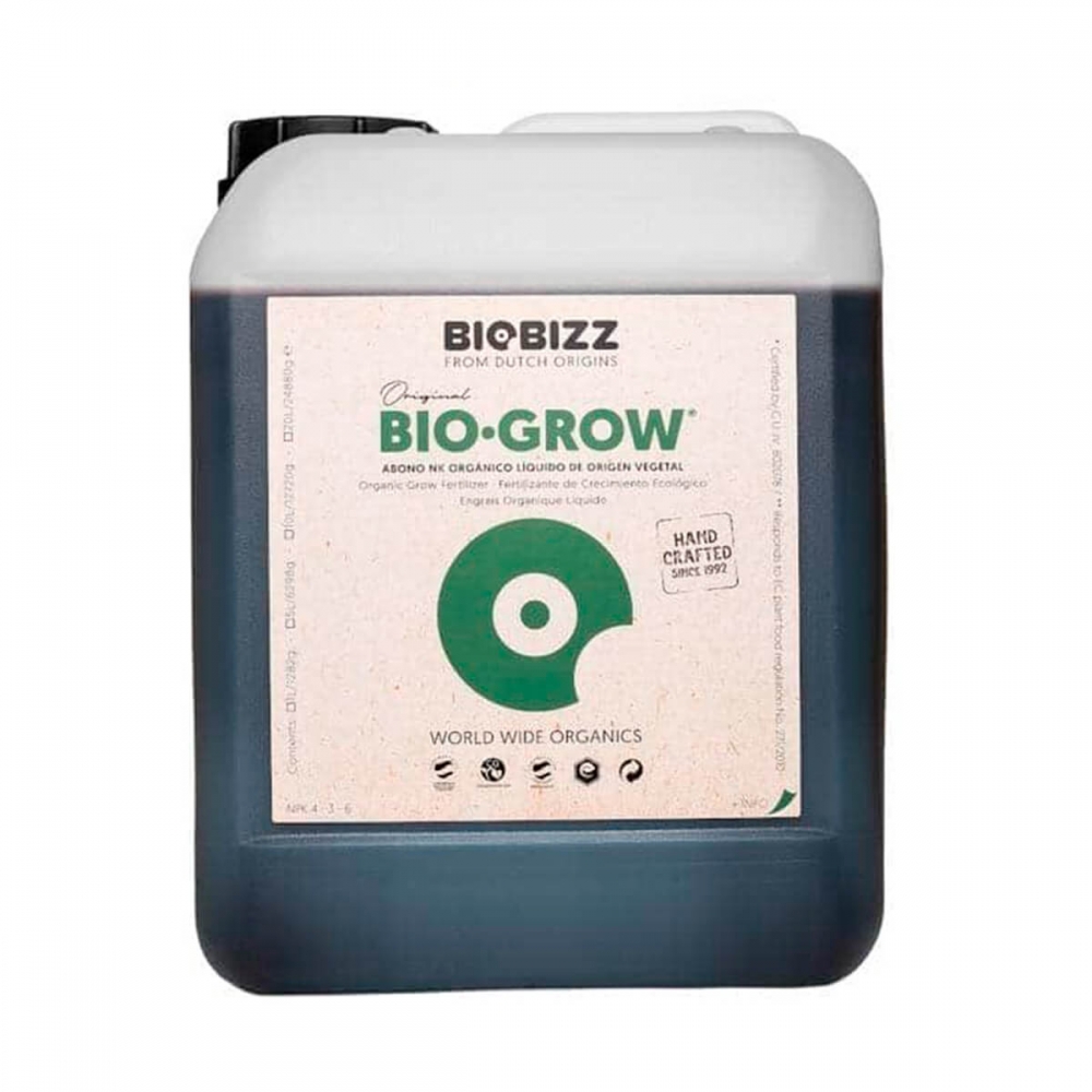 Bio Grow (BioBizz) - Abono de crecimiento orgánico para marihuana. Envase de 5L.