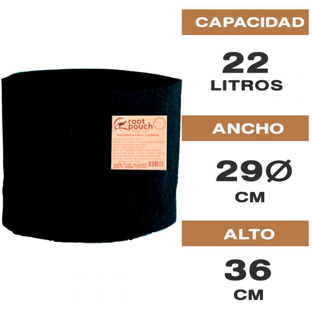 MACETA ROOT POUCH 22L SIN ASAS Características.