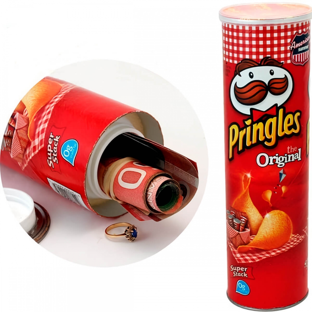 Bote de pringles de ocultación para camuflar objetos de valor.