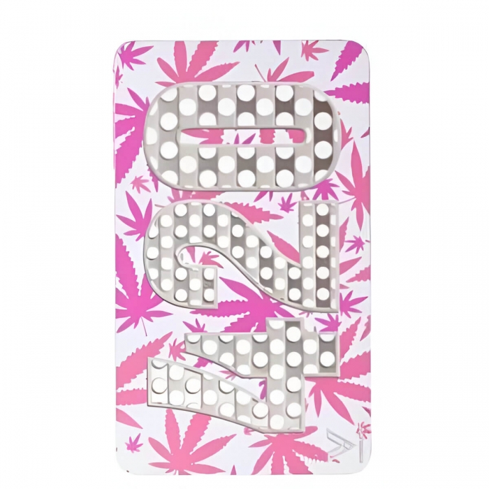 Tarjeta Grinder Rosa hojas de marihuana 420.