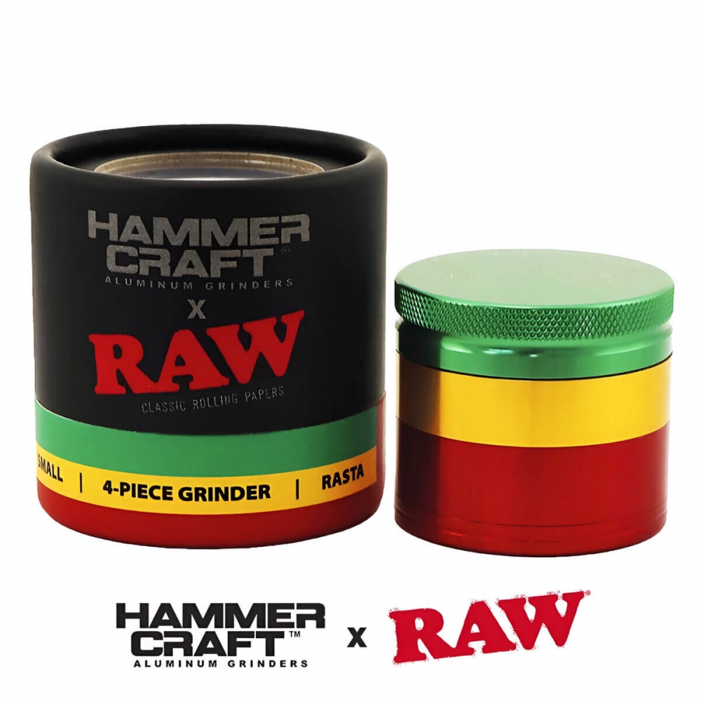 Grinder RAW rasta con polinizador y 4 partes + caja regalo.