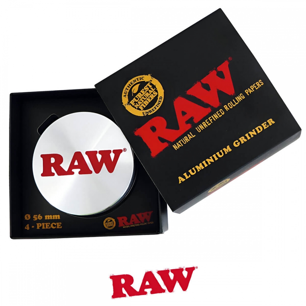 Grinder RAW metal con polinizador y 4 partes + caja regalo.