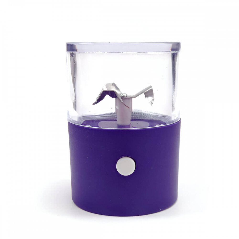 Grinder eléctrico de plástico con usb de color morado para picar marihuana.