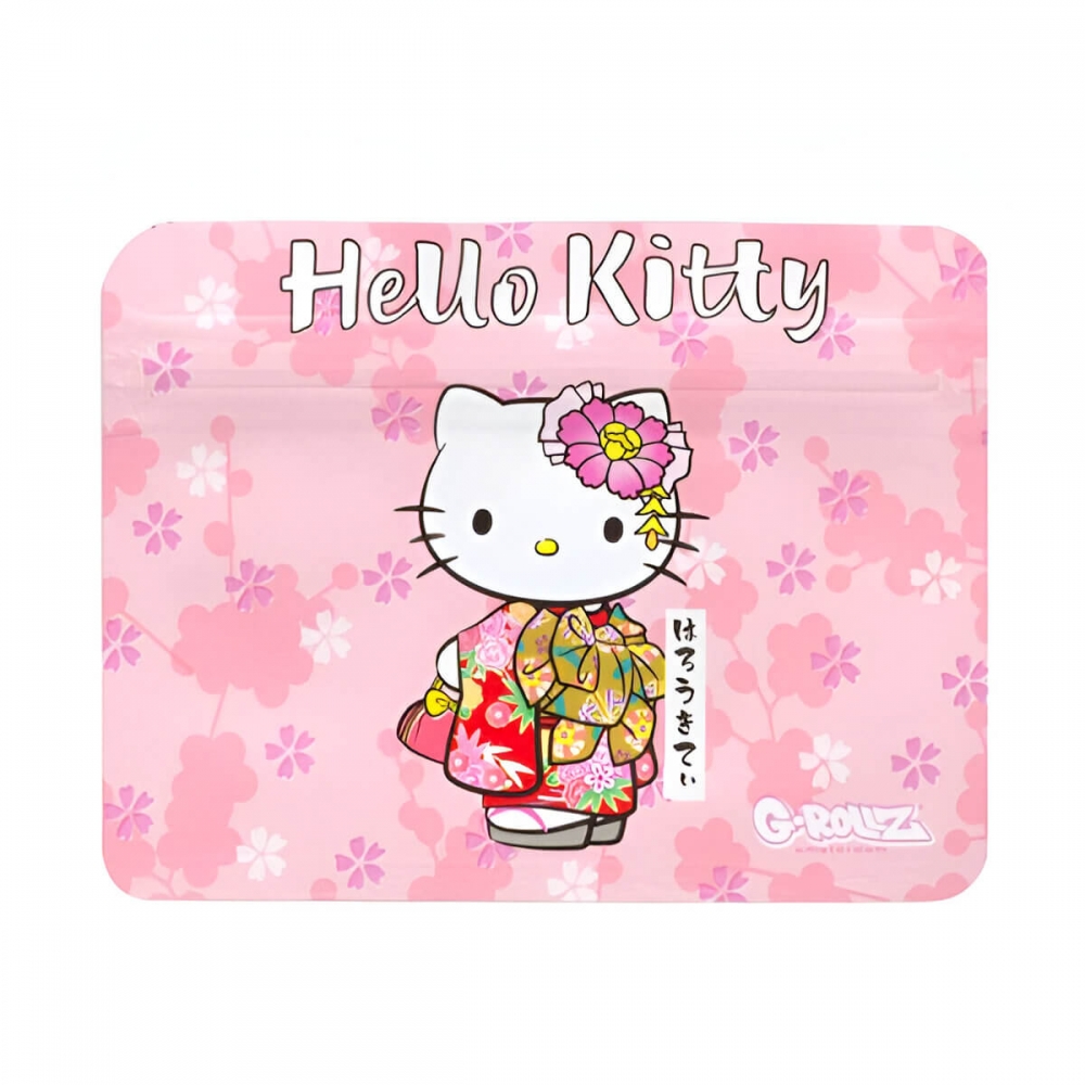 Bolsa antiolor Hello Kitty kimono rosa de 105x80 mm para envasar cogollos.