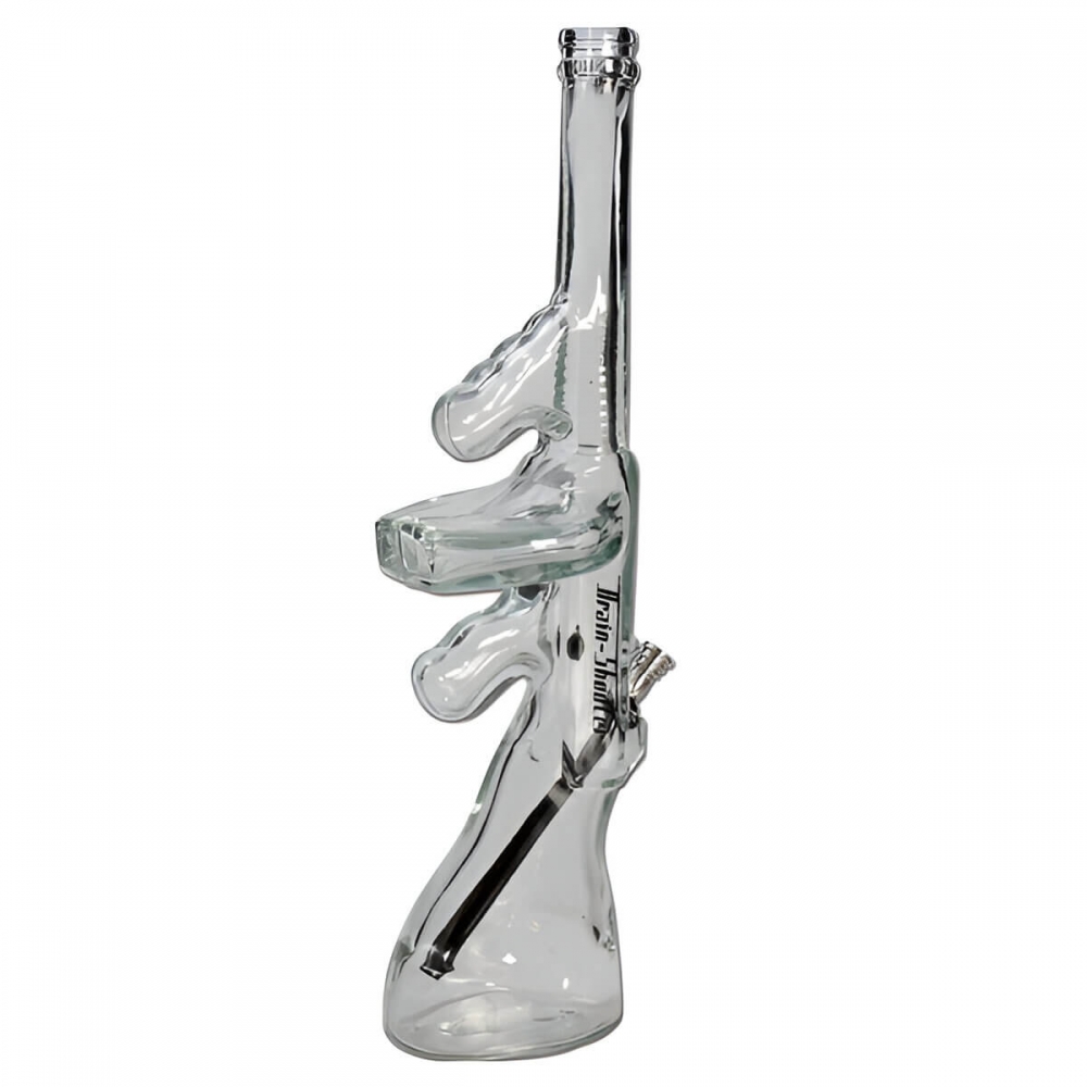 Bong para fumar Shooter de cristal con 47cm de largo y boquilla de 3cm de ancho.