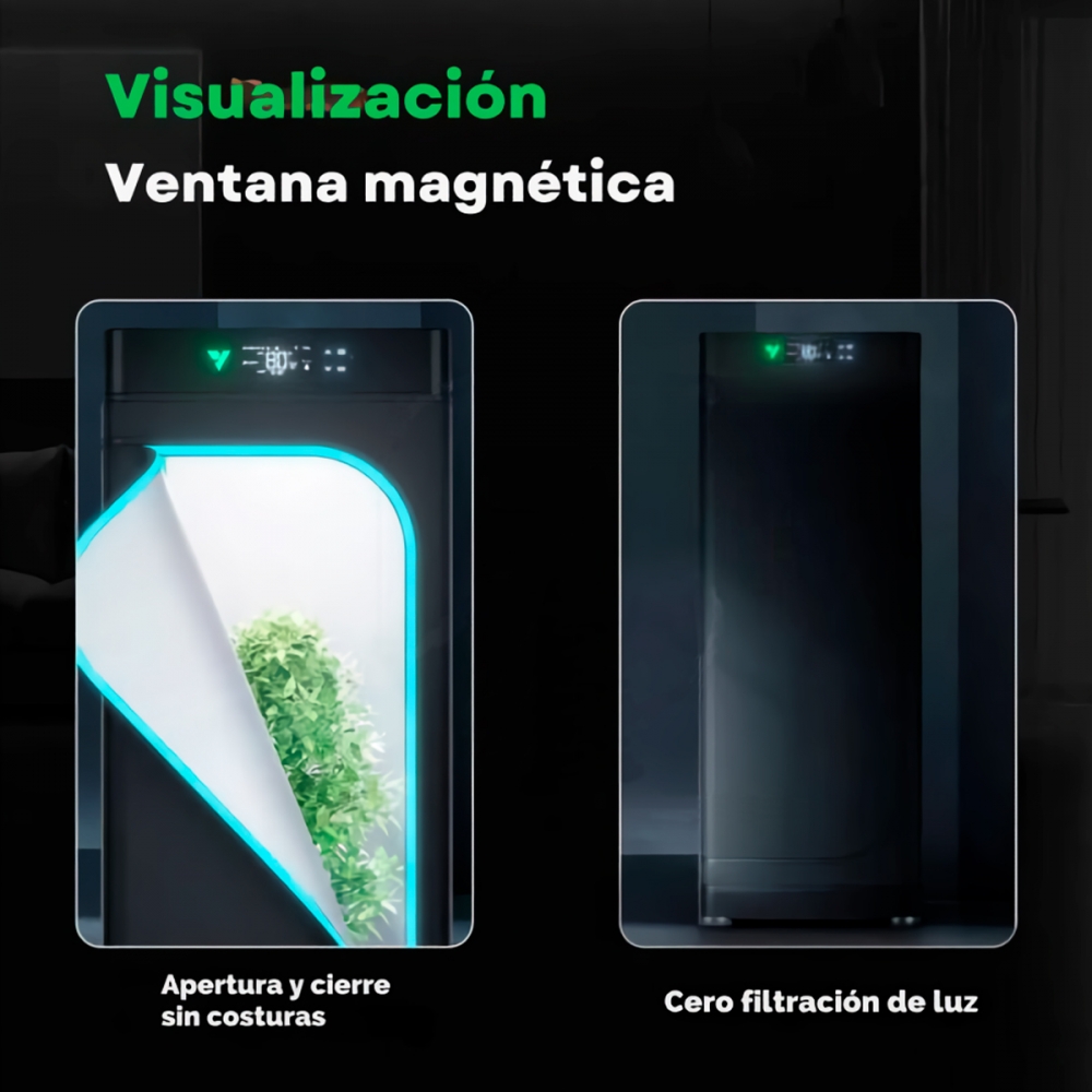 Acceso mediante ventana magnética a Vgrow de Vivosun.