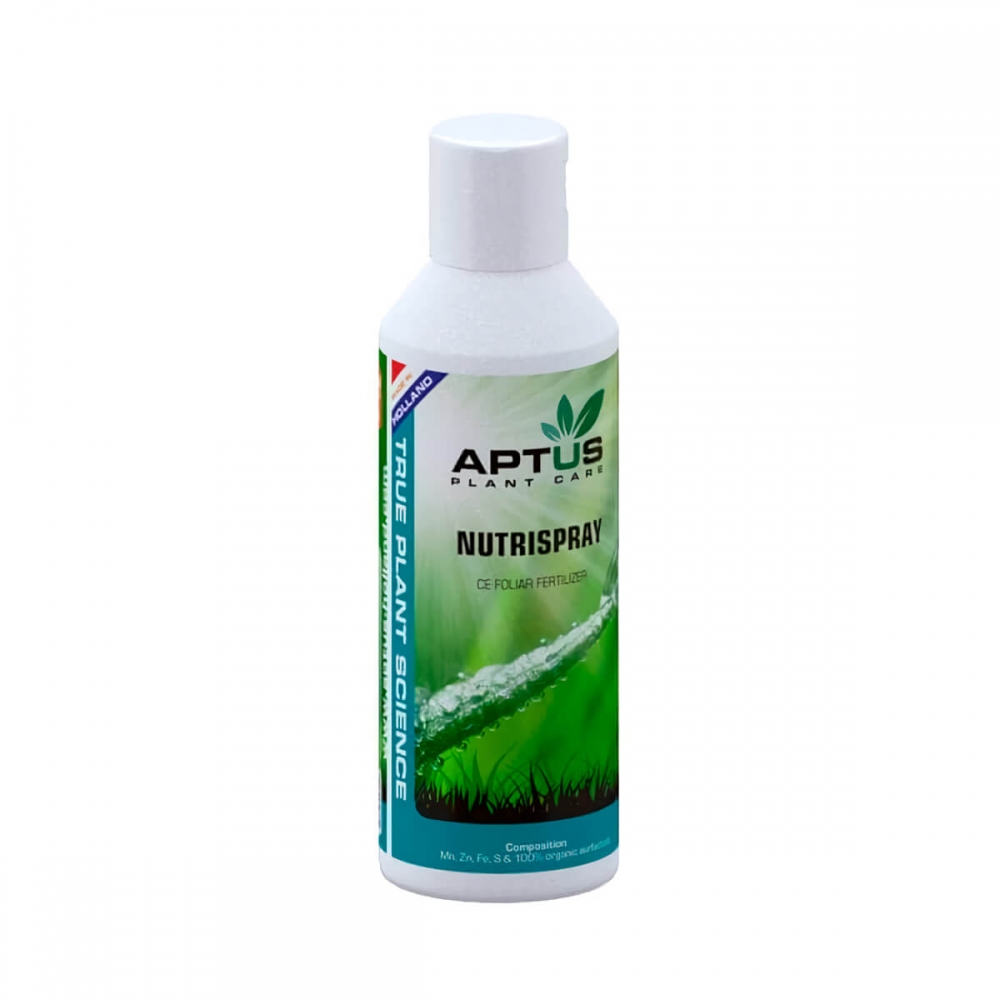 Fertilizante foliar Nutrispray de Aptus, envase de 150ml.