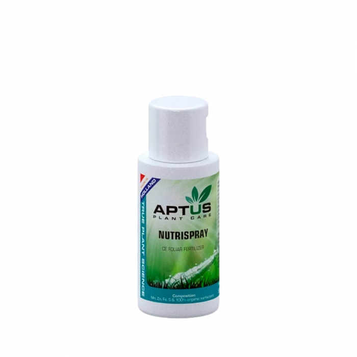 Fertilizante foliar Nutrispray de Aptus, envase de 50ml.