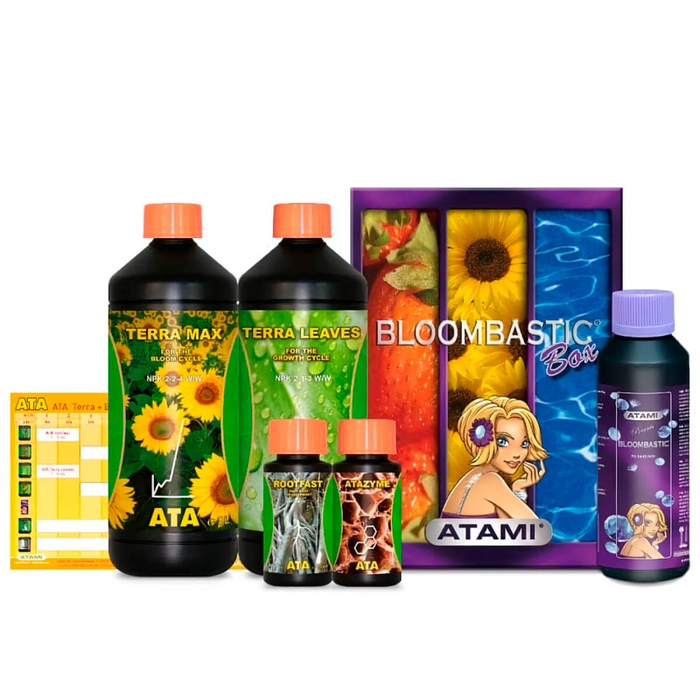 Kit de fertilizantes para cultivo de marihuana Bloombastic Terra Box.