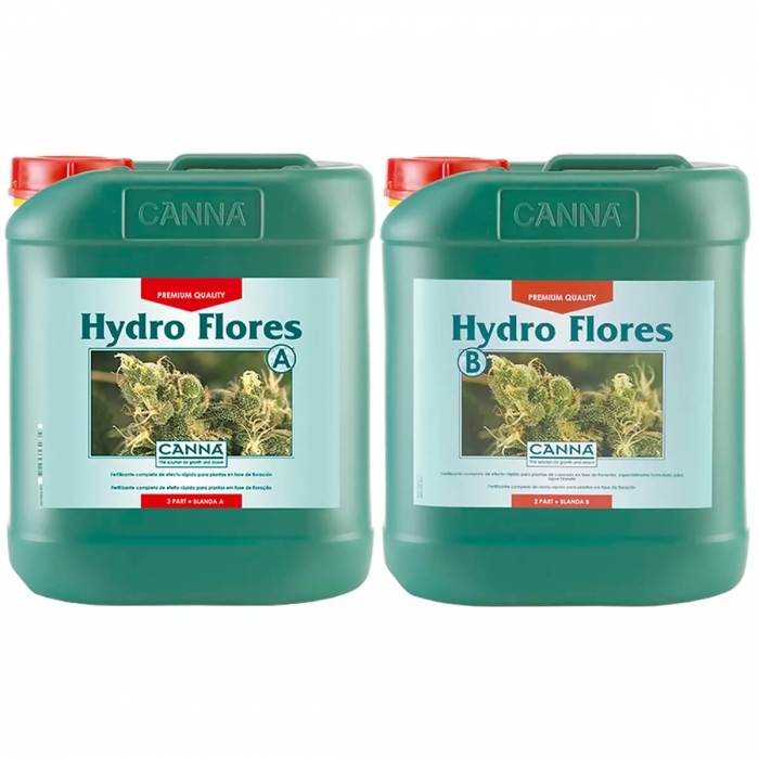 Hydro Flores A+B Agua Blanda para hidropónico, envase de 5L.
