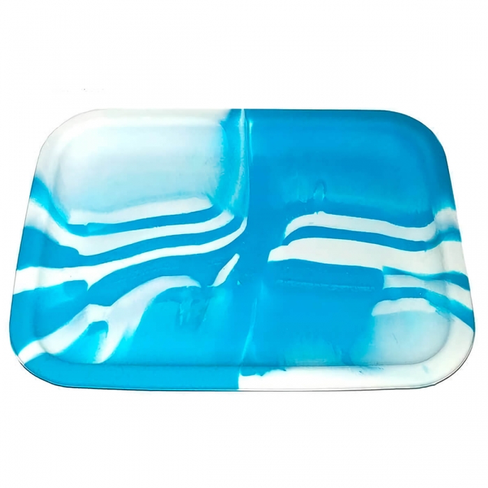Bandeja de silicona para extracciones de marihuana. Azul y blanca