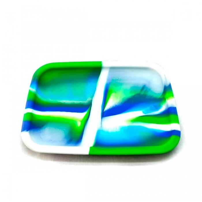Bandeja de silicona para extracciones de marihuana. Verde y azul.