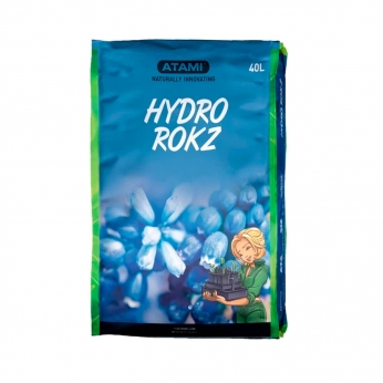 Sustrato inerte Hydro Rokz de Atami para cultivo.