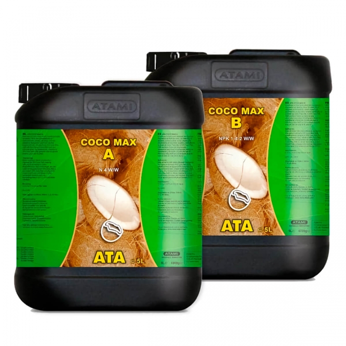 ATA Coco Max A + B de Atami - Abono de crecimiento y floración para marihuana en fibra de coco, envase de 5L.