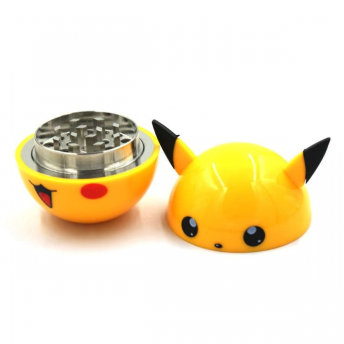 Grinder para marihuana con forma de Pikachu y polinizador. Abierto.