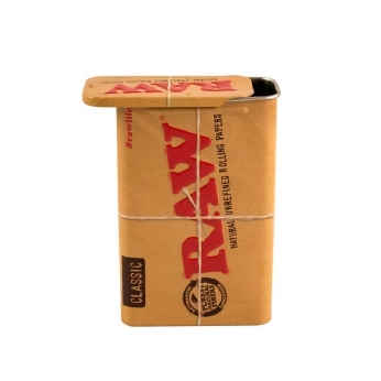 Caja de metal para cigarros RAW.
